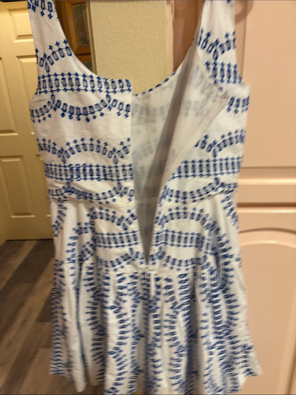 Avec Les Filles cotton eyelet lined mini dress in Mykonos blue - Picture 10 of 16